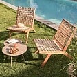 OVIALA - Table basse de jardin ronde en métal taupe 40 cm - Palavas - vignette