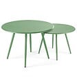 OVIALA - Table basse de jardin ronde en métal vert cactus 50 cm - Palavas - vignette