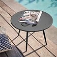 OVIALA - Table basse de jardin ronde en métal gris anthracite 50 cm - Palavas - vignette