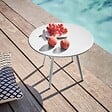 OVIALA - Table basse de jardin ronde en métal blanc 40 cm - Palavas - vignette