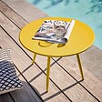 OVIALA - Table basse de jardin ronde en métal jaune 50 cm - Palavas - vignette