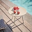 OVIALA - Table basse de jardin ronde en métal ivoire 40 cm - Palavas - vignette