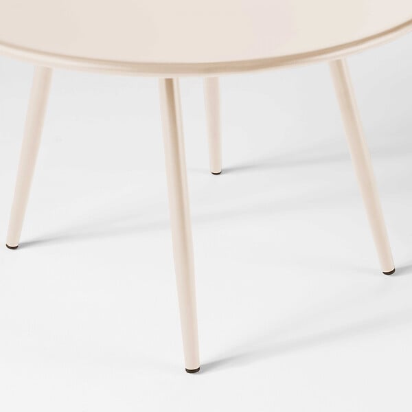 OVIALA - Table basse de jardin ronde en métal ivoire 40 cm - Palavas - large