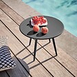 OVIALA - Table basse de jardin ronde en métal gris anthracite 40 cm - Palavas - vignette