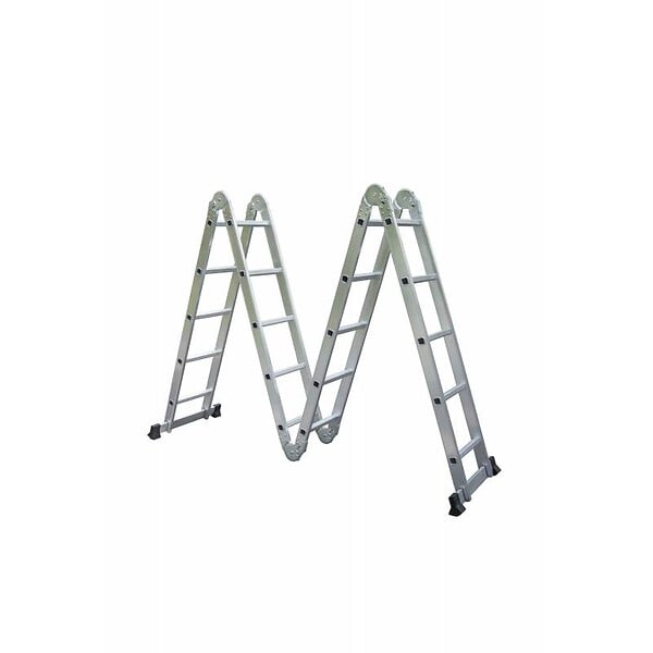 SECURY-T - Échelle Multifonction Pliable 4x5 marches 6 en 1 - 5.7m - 100% aluminium - Avec plateforme échafaudage - large