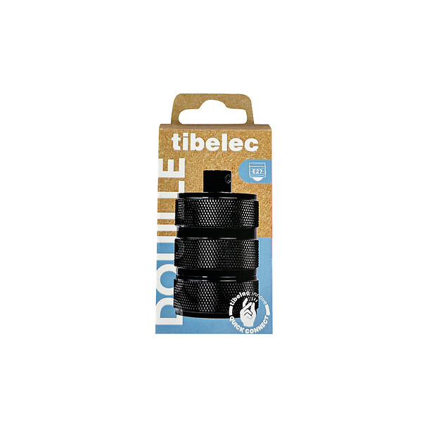 TIBELEC - Douille E27 métal trois bandes noir perle - large