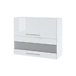 CUISINEANDCIE - Cuisineandcie - Meuble haut de cuisine Bellissi Blanc Brillant 2 portes relevables avec vitre opaque L 90 cm - vignette