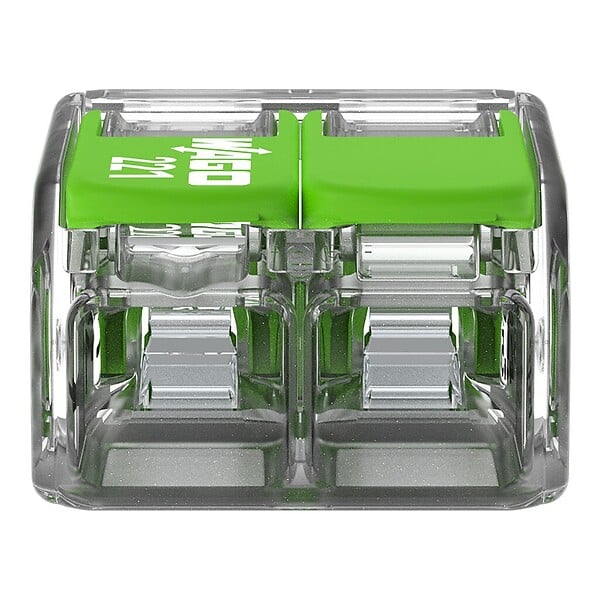 WAGO - Boite de 100 bornes d'installation 221 Green Range Wago - 2 conducteurs 4mm² - à leviers souple & rigide - large