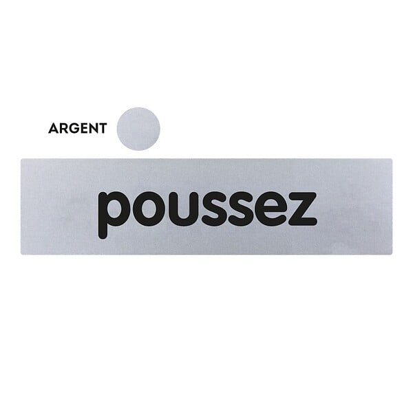 NOVAP - Plaquette de porte plexiglas Poussez - 170 x 45 mm - Gris argenté - NOVAP - 4035109 - large