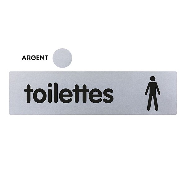 NOVAP - Plaquette de porte plexiglas 170 x 45 mm - Toilettes Hommes - Classique argent - NOVAP - 4322193 - large