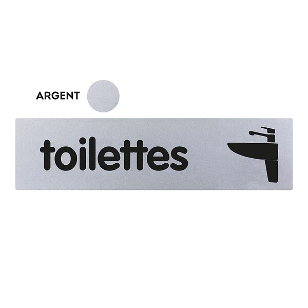 NOVAP - Plaquette de porte plexiglas Toilettes - 170 x 45 mm - Gris argenté - NOVAP - 4034867 - large