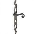 SECURY-T - Poignées de porte fer forgé COQ vieil argent 330X36 mm Trou de clé L - vignette
