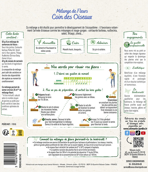 VILMORIN - Mélange de fleurs Coin des Oiseaux - 25m² - large