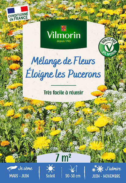 VILMORIN - Mélange fleurs et aromatiques - Anti-pucerons - 7m² - large