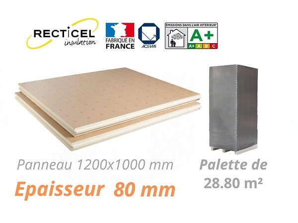 RECTICEL - Dalle isolante polyurethane Eurosol - 80 mm - R 3.70 - Palette 28.8 m² - large