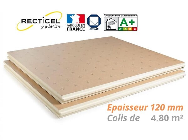 RECTICEL - Dalle isolant Polyuréthane 120 mm EUROSOL R5,55  Colis de 4,80 m² - large