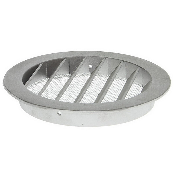 BLAUBERG - Grille aération extérieure circulaire pare-pluie aluminium prise ou rejet d'air en façade - Diamètre (mm): 100 - large