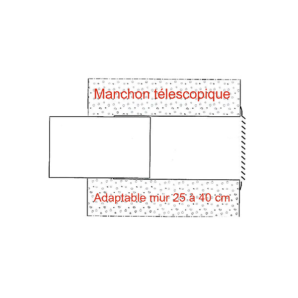 ANJOS - Prise d’air en façade avec grille alu et manchon télescopique - Diamètre (mm): 125 - large
