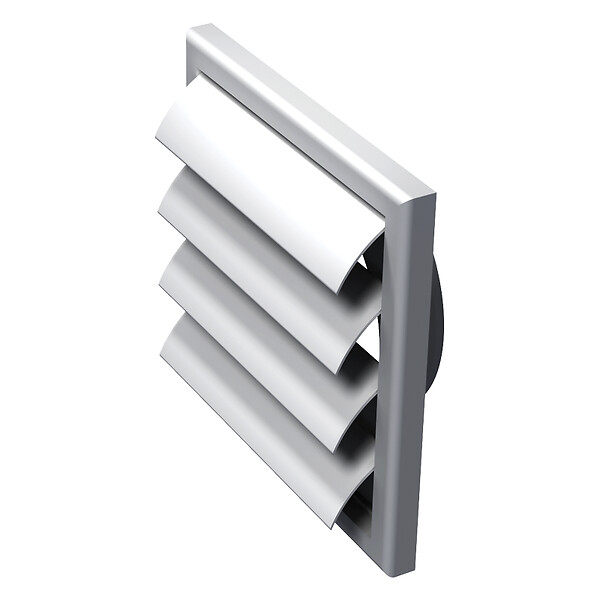 BLAUBERG - Grille rejet d'air à volet anti-retour plastique DECOR G - LxH (mm): 185 x 185 rac Ø 150 - Couleur: Blanc - large