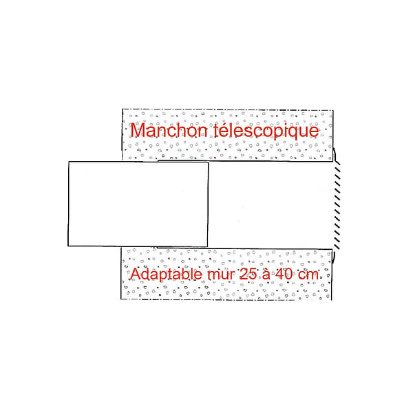 ANJOS - Prise d’air en façade avec grille alu et manchon télescopique - Diamètre (mm): 100 - large