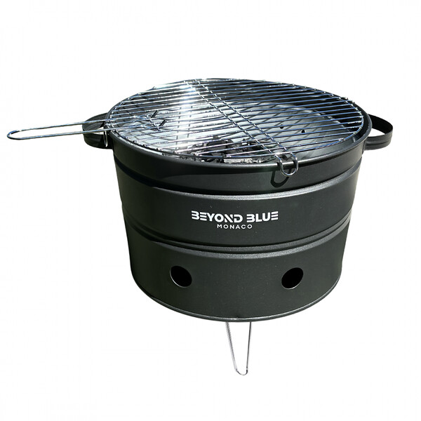 BEYOND BLUE - Mini Barbecue au Charbon de bois portable - Noir - Design pot de fleur - large