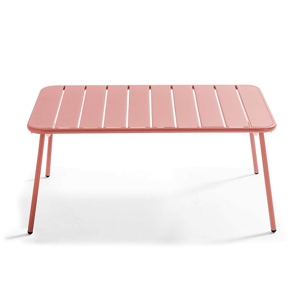 OVIALA - Table basse de jardin acier argile 90 x 50 cm - Palavas - large