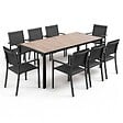 OVIALA - Ensemble table de jardin en aluminium effet bois et 8 fauteuils gris - Tivoli - vignette