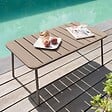 OVIALA - Table basse de jardin acier taupe 90 x 50 cm - Palavas - vignette