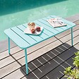 OVIALA - Table basse de jardin acier turquoise 90 x 50 cm - Palavas - vignette