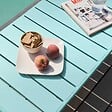 OVIALA - Table basse de jardin acier turquoise 90 x 50 cm - Palavas - vignette