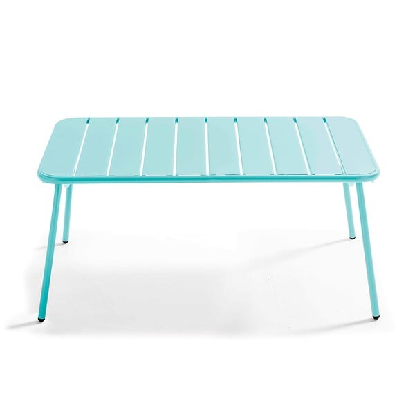 OVIALA - Table basse de jardin acier turquoise 90 x 50 cm - Palavas - large