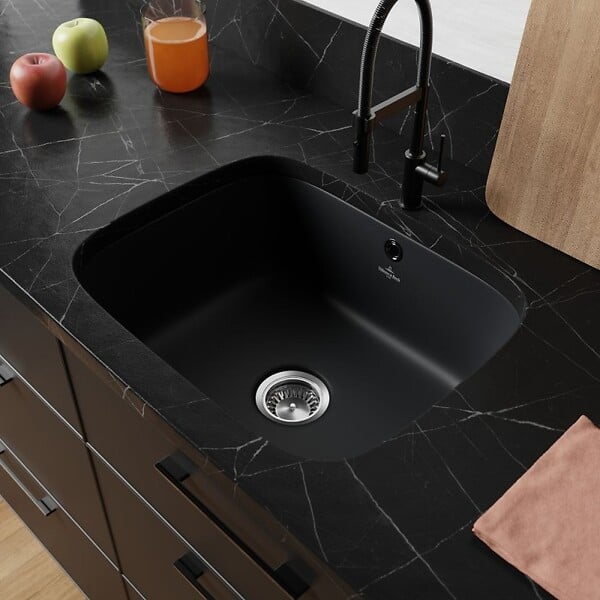 VILLEROY ET BOCH - Evier 1 bac Villeroy et Boch Cisterna 60C Pure Black CeramicPlus - large
