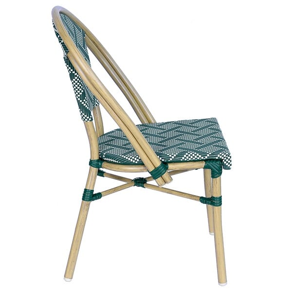 OVIALA - Chaise de terrasse style bistrot parisien en aluminium vert foncé - Concorde - large