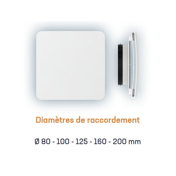 ANJOS - Bouche VMC design carrée coloris blanc AUREA (sans manchette) - Diamètre (mm): 80 - large