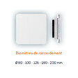 ANJOS - Bouche VMC design carrée coloris blanc AUREA (sans manchette) - Diamètre (mm): 80 - vignette
