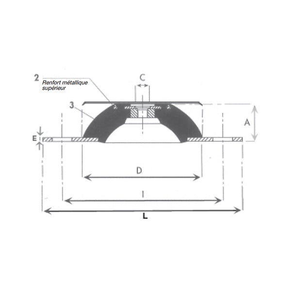 AXELAIR - Lot de 4 plots anti vibratiles MGM - Charge maxi (kg): 96 - large