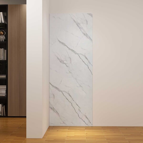 AICA SANITAIRE - Panneau de douche mural effet marbre blanc 90x210cm installation en angle pour le douche à l'italienne - large