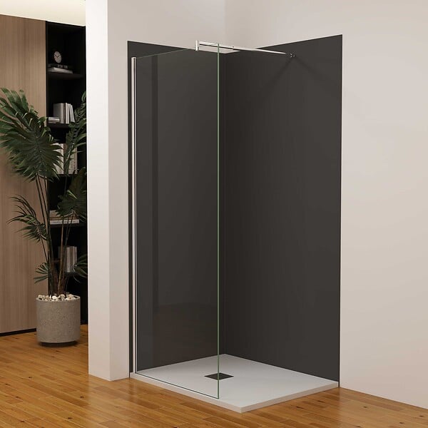 AICA SANITAIRE - Panneau mural de douche 90x210cm et 120x210cm couleur noir mat avec trois profilés installation en angle, AICA Sanitaire - large