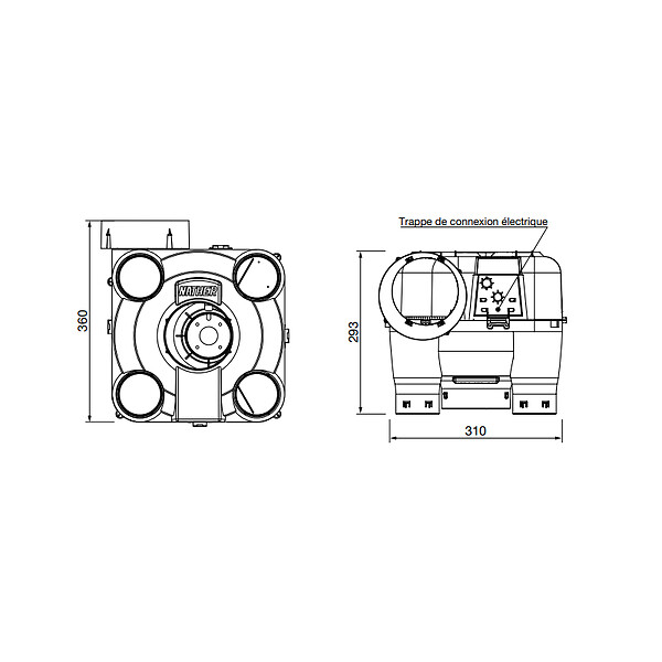 NATHER - Kit VMC simple flux Hygro B MODULO BC moteur AC -30W T3-T7 Bouche Piles - large