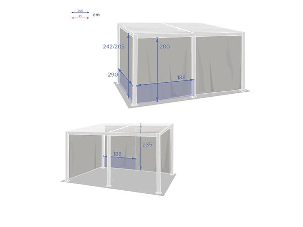 HESPERIDE - Rideaux pour pergola "Avila" ardoise 4x3m en polyester - large