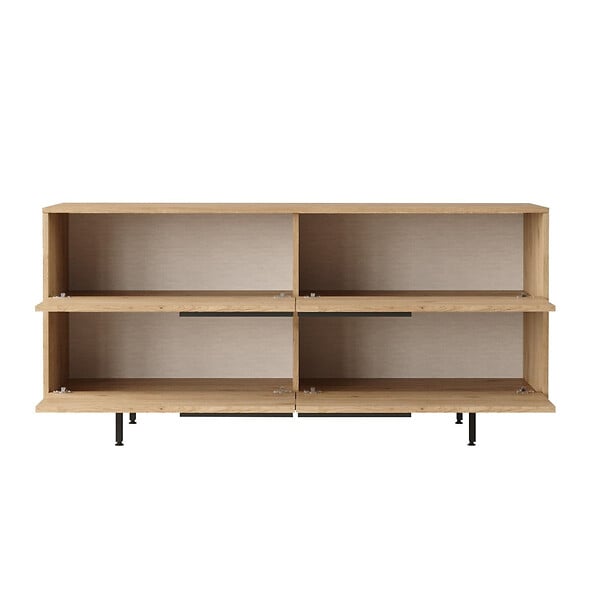 CONCEPT USINE - Buffet 4 portes finition bois et métal noir 160x75cm ABEY - large