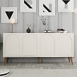 CONCEPT USINE - Buffet 4 portes design arrondi crème 180x81cm LISTER - vignette