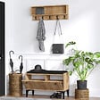 CONCEPT USINE - Meuble d'entrée avec meuble à chaussures banquette et vestiaire mural en bois LUANA - vignette