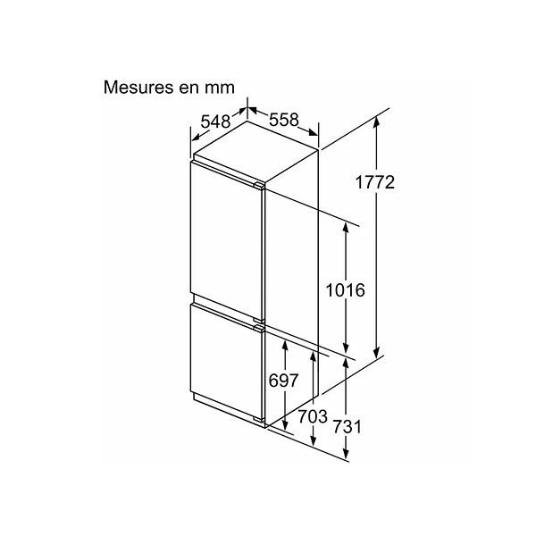 BOSCH - réfigérateur combiné 55cm 260l no frost blanc - KIN86ADB0 - large