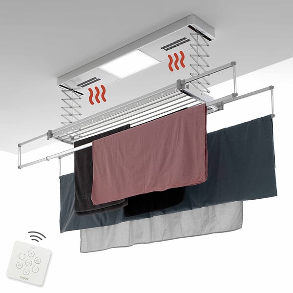 FOXYDRY - Étendoir électrique mur ou plafond avec télécommande – gris – 122x52x30 cm - FOXYDRY PRO 120 - large
