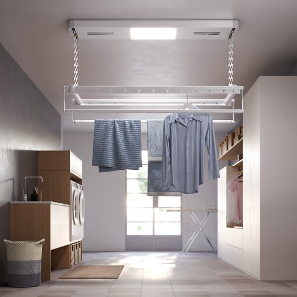 FOXYDRY - Séchoir électrique de plafond avec télécommande – gris – 160x52x30 cm - FOXYDRY PRO 150 - large