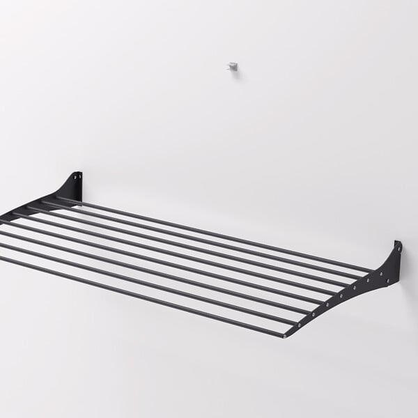 FOXYDRY - Étendoir à linge mural en aluminium résistant – noir – 116x50x10 cm - FOXYDRY Fold 120 - large