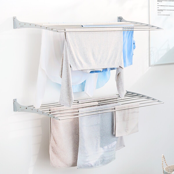 FOXYDRY - Étendoir à linge mural en aluminium résistant – blanc – 60x50x10 cm - FOXYDRY Fold Down 60 - large