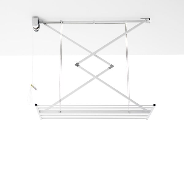 FOXYDRY - Étendoir de plafond manuel en aluminium résistant – blanc – 128x54x25 cm - FOXYDRY Mini 120 - large