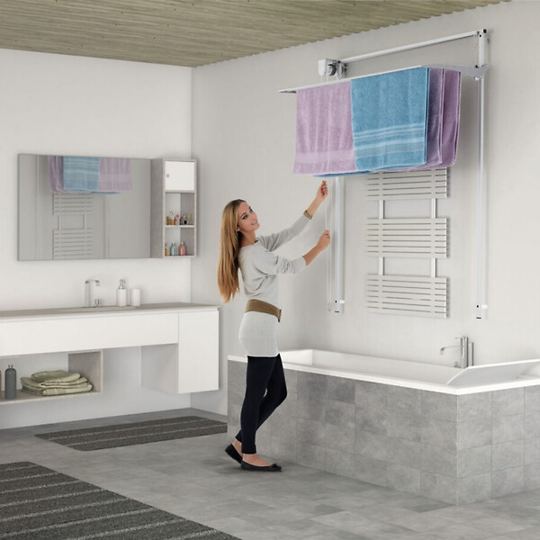 FOXYDRY - Étendoir mural repliable pratique et solide – blanc – 108x52x137 cm - FOXYDRY Wall 100 - large